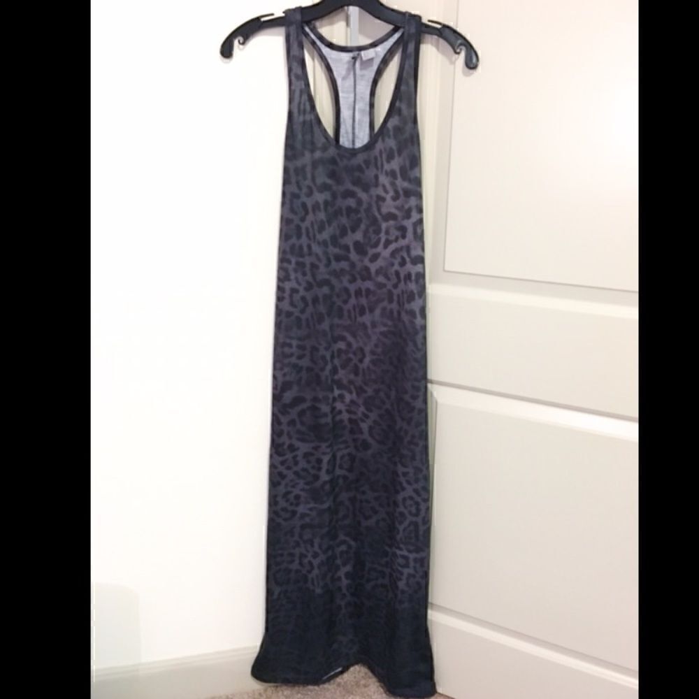 Swim coverup or causal dress Black & gray leopard print M